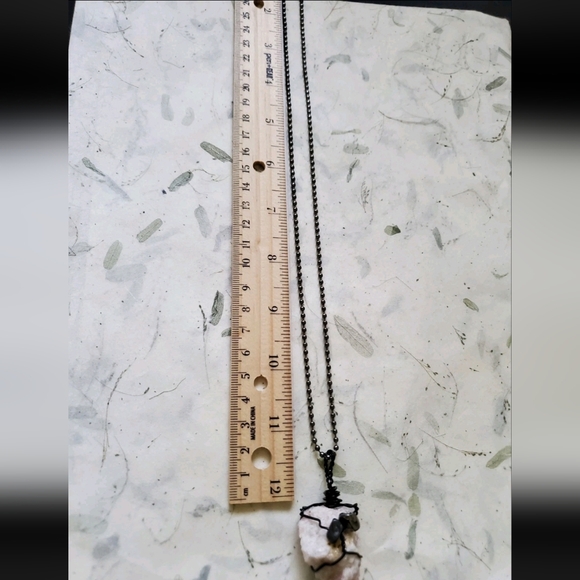 Artisan Sunstone With Pyrite Wire Wrapped Gemstone Pendant Necklace Hematite - Picture 13 of 13